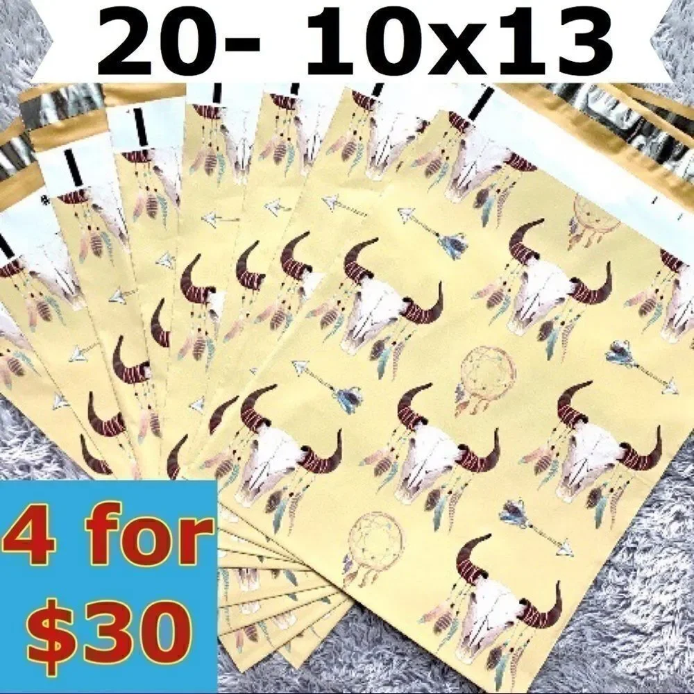 20- 10x13 Boho Skull Design Poly Mailers